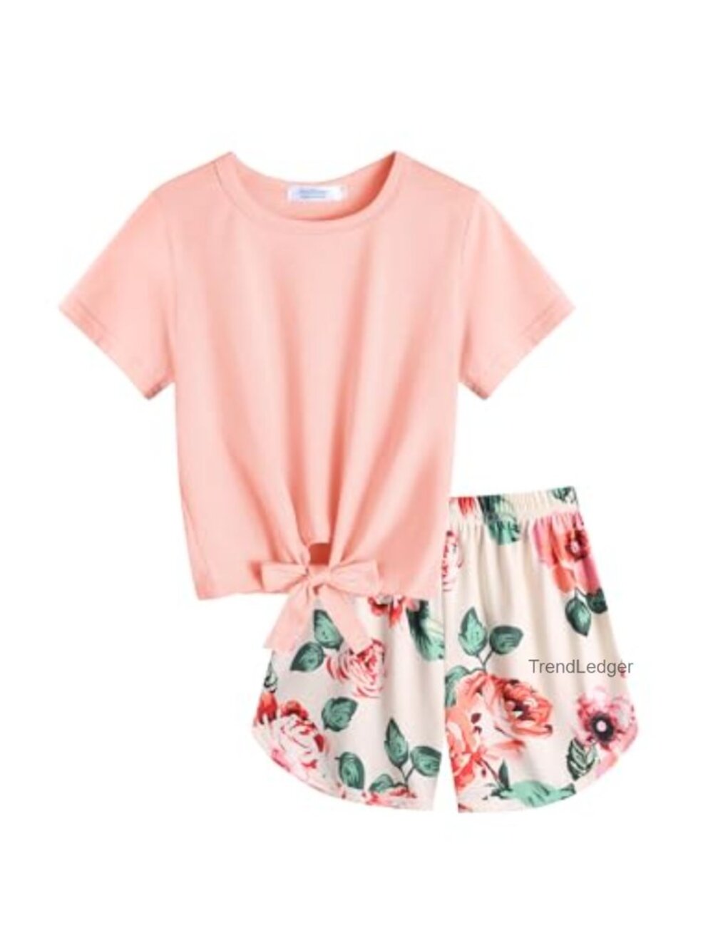 Girls 2 Piece Summer Short Set Short Sleeve Top and Shorts